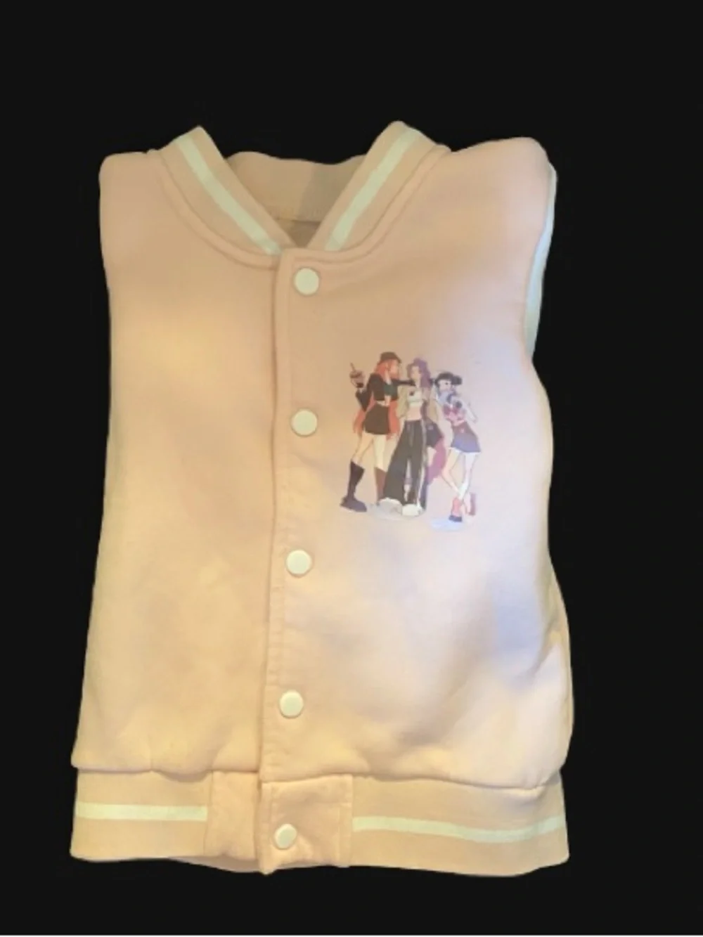 Pink & White Anime Girl Varsity Jacket